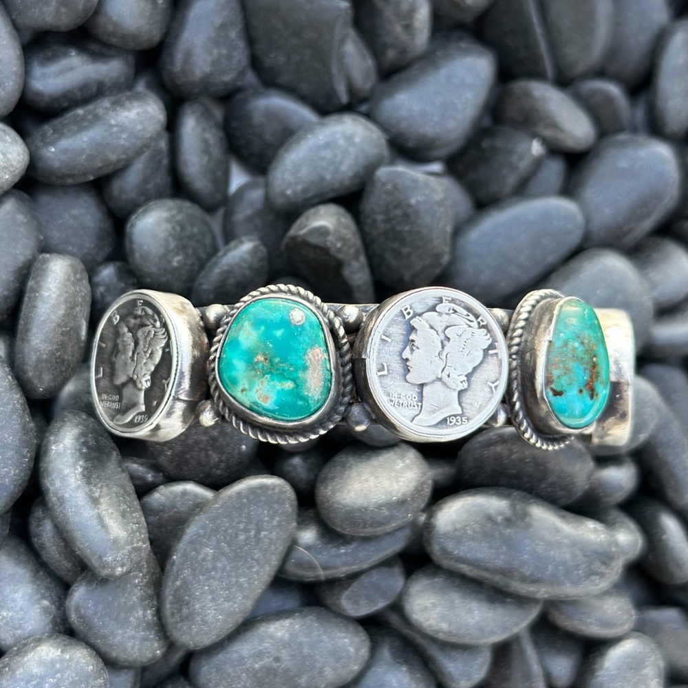 Native Made Kingman Coin Cuff - Picture 6 of 7